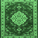 Square Machine Washable Persian Emerald Green Traditional Area Rugs, wshtr1725emgrn