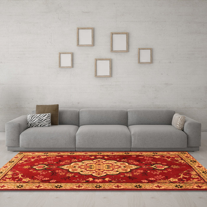 Machine Washable Persian Orange Traditional Area Rugs in a Living Room, wshtr1725org