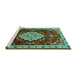 Sideview of Machine Washable Persian Turquoise Traditional Area Rugs, wshtr1725turq