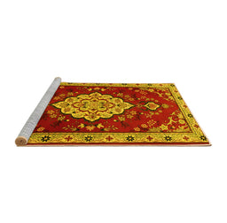 Sideview of Machine Washable Persian Yellow Traditional Rug, wshtr1725yw