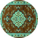 Round Persian Turquoise Traditional Rug, tr1725turq