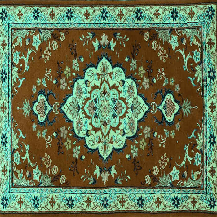 Square Machine Washable Persian Turquoise Traditional Area Rugs, wshtr1725turq