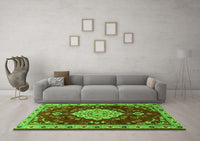 Machine Washable Persian Green Traditional Rug, wshtr1725grn