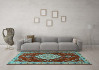 Machine Washable Persian Light Blue Traditional Rug, wshtr1725lblu