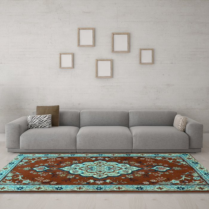 Machine Washable Persian Light Blue Traditional Rug in a Living Room, wshtr1725lblu
