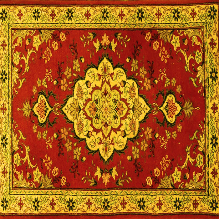 Square Machine Washable Persian Yellow Traditional Rug, wshtr1725yw