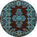 Round Persian Light Blue Traditional Rug, tr1726lblu