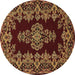 Round Machine Washable Persian Brown Traditional Rug, wshtr1726brn