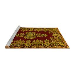 Sideview of Machine Washable Persian Yellow Traditional Rug, wshtr1726yw