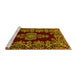 Sideview of Machine Washable Persian Yellow Traditional Rug, wshtr1726yw