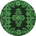 Round Persian Emerald Green Traditional Rug, tr1726emgrn