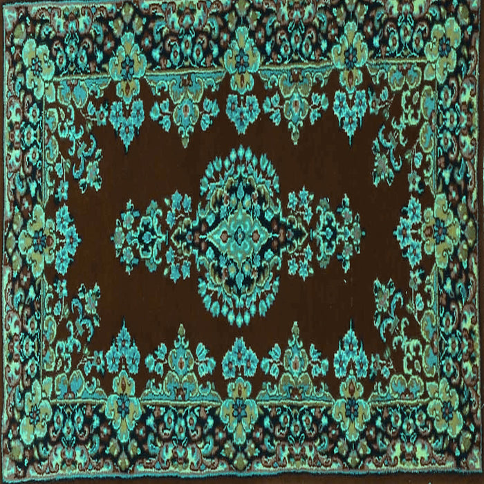 Square Machine Washable Persian Turquoise Traditional Area Rugs, wshtr1726turq