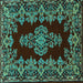 Square Machine Washable Persian Turquoise Traditional Area Rugs, wshtr1726turq