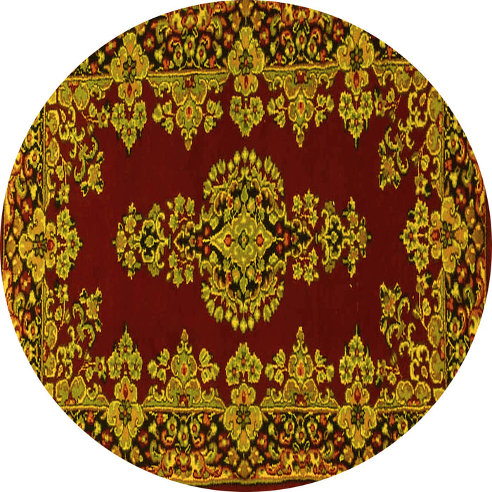 Round Persian Yellow Traditional Rug, tr1726yw
