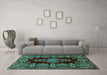 Machine Washable Persian Turquoise Traditional Area Rugs in a Living Room,, wshtr1726turq