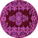 Round Machine Washable Persian Pink Traditional Rug, wshtr1726pnk