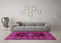 Machine Washable Persian Pink Traditional Rug, wshtr1726pnk