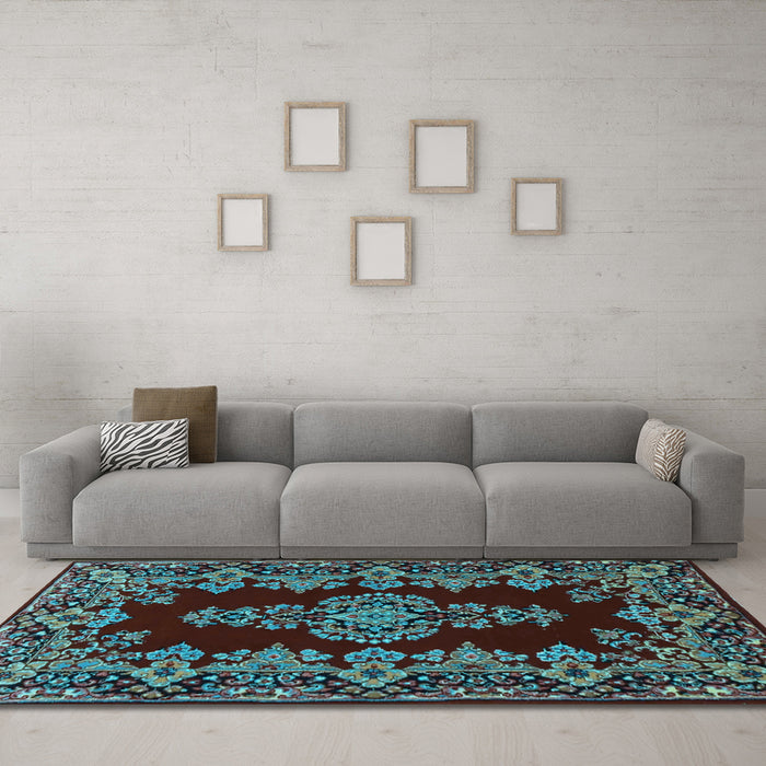 Machine Washable Persian Light Blue Traditional Rug in a Living Room, wshtr1726lblu