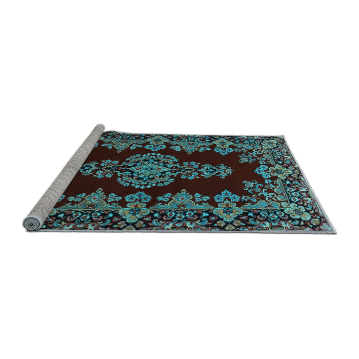 Sideview of Machine Washable Persian Light Blue Traditional Rug, wshtr1726lblu