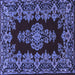 Square Machine Washable Persian Blue Traditional Rug, wshtr1726blu