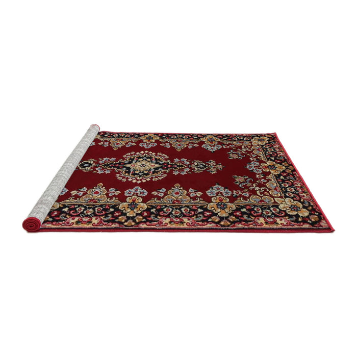 Sideview of Machine Washable Traditional Dark Gold Brown Rug, wshtr1727