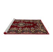 Sideview of Machine Washable Traditional Dark Gold Brown Rug, wshtr1727