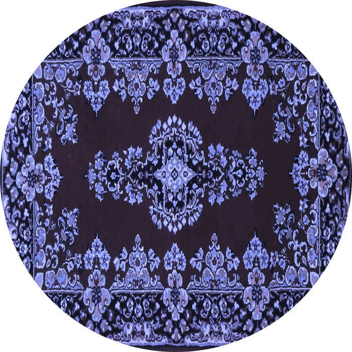 Round Medallion Blue Traditional Rug, tr1727blu