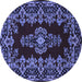 Round Medallion Blue Traditional Rug, tr1727blu