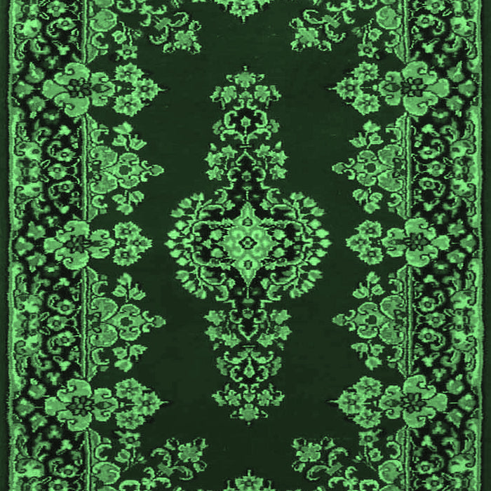 Machine Washable Medallion Emerald Green Traditional Area Rugs, wshtr1727emgrn
