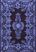 Machine Washable Medallion Blue Traditional Rug, wshtr1727blu