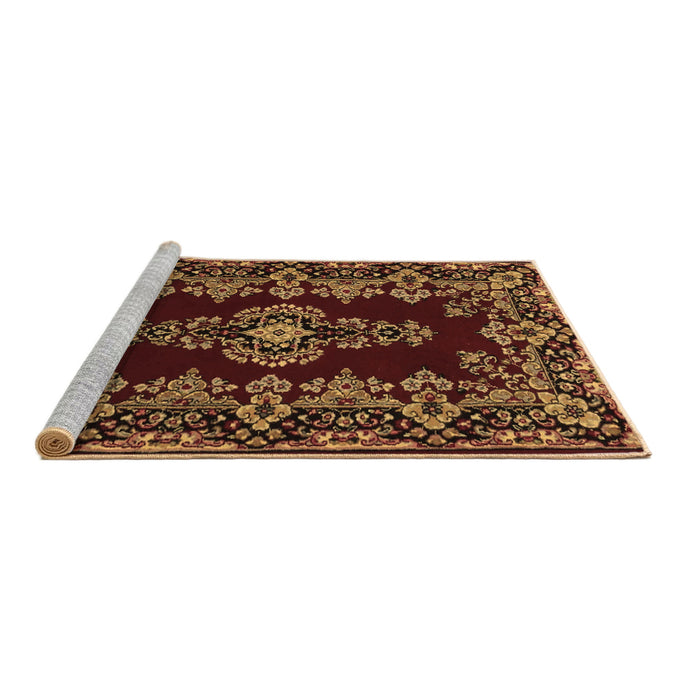 Sideview of Machine Washable Medallion Brown Traditional Rug, wshtr1727brn