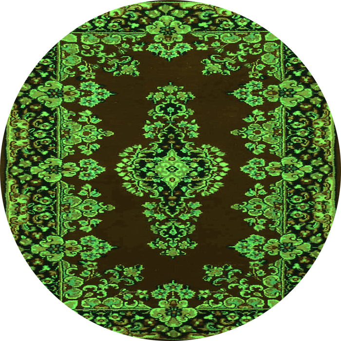 Square Medallion Green Traditional Rug, tr1727grn