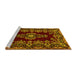 Sideview of Machine Washable Medallion Yellow Traditional Rug, wshtr1727yw