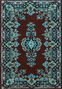 Medallion Light Blue Traditional Rug, tr1727lblu