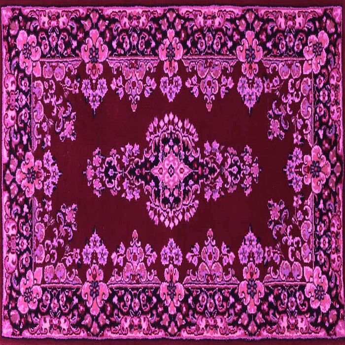 Square Machine Washable Medallion Pink Traditional Rug, wshtr1727pnk