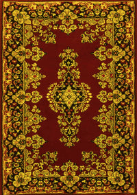 Medallion Yellow Traditional Rug, tr1727yw