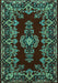 Machine Washable Medallion Turquoise Traditional Area Rugs, wshtr1727turq