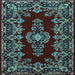 Square Medallion Light Blue Traditional Rug, tr1727lblu