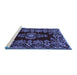 Sideview of Machine Washable Medallion Blue Traditional Rug, wshtr1727blu