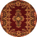 Square Medallion Orange Traditional Rug, tr1727org