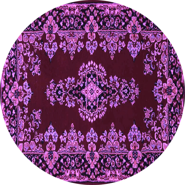 Round Medallion Purple Traditional Rug, tr1727pur