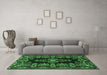 Machine Washable Medallion Emerald Green Traditional Area Rugs in a Living Room,, wshtr1727emgrn