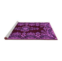 Sideview of Machine Washable Medallion Purple Traditional Area Rugs, wshtr1727pur