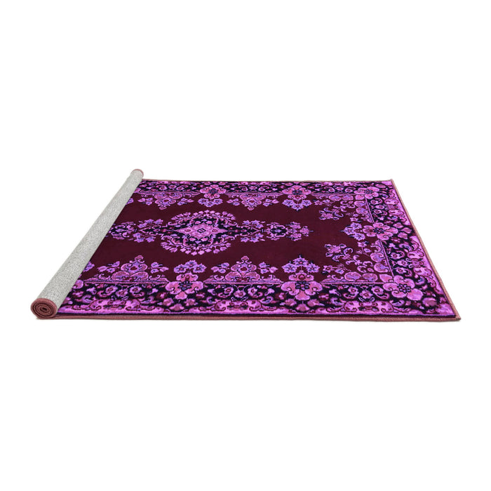 Sideview of Machine Washable Medallion Purple Traditional Area Rugs, wshtr1727pur