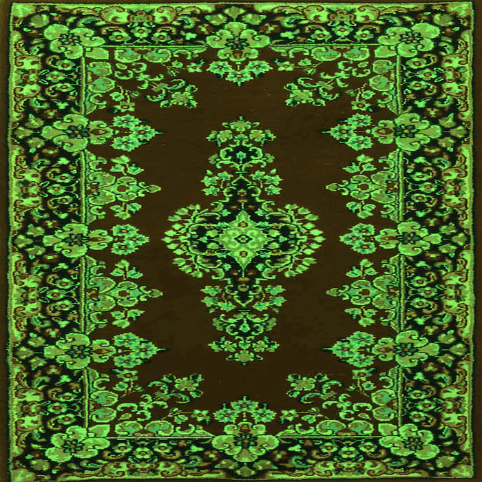 Serging Thickness of Medallion Green Traditional Rug, tr1727grn
