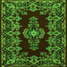 Serging Thickness of Medallion Green Traditional Rug, tr1727grn