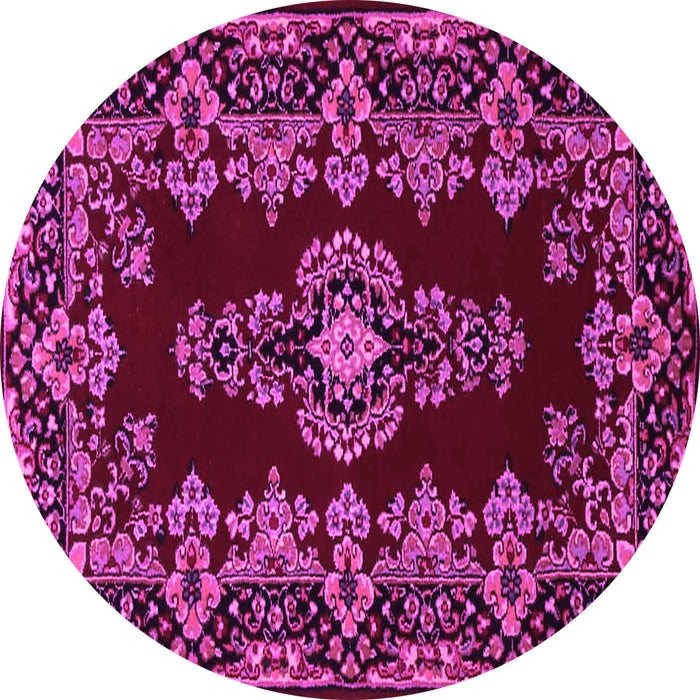 Round Medallion Pink Traditional Rug, tr1727pnk