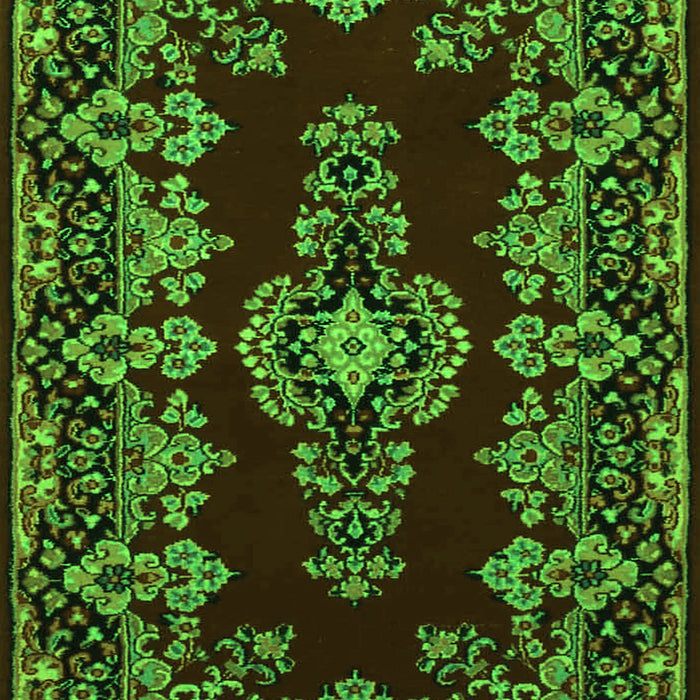 Serging Thickness of Machine Washable Medallion Green Traditional Area Rugs, wshtr1727grn