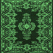 Square Machine Washable Medallion Emerald Green Traditional Area Rugs, wshtr1727emgrn