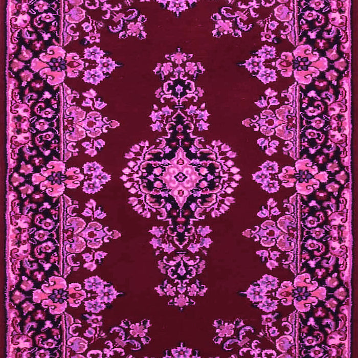 Machine Washable Medallion Pink Traditional Rug, wshtr1727pnk